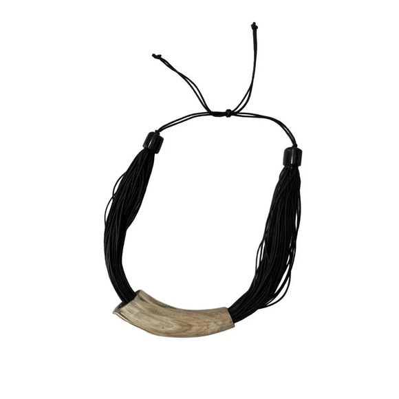 Horn and Multi Cord Statement Necklace - Picture 7 of 8